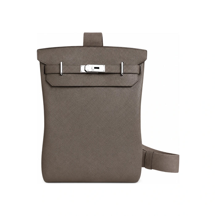 HERMES Etoupe Togo Leather Heccadio Backpack Palladium Hardware GM