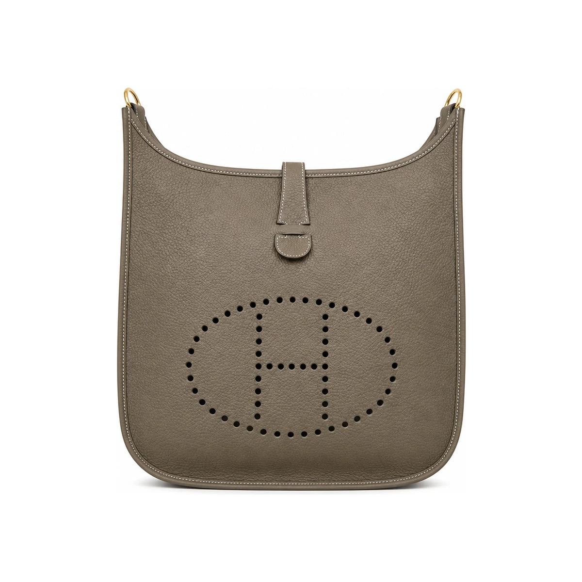 HERMES Etoupe Leather Evelyne 33 Crossbody Bag Gold Hardware