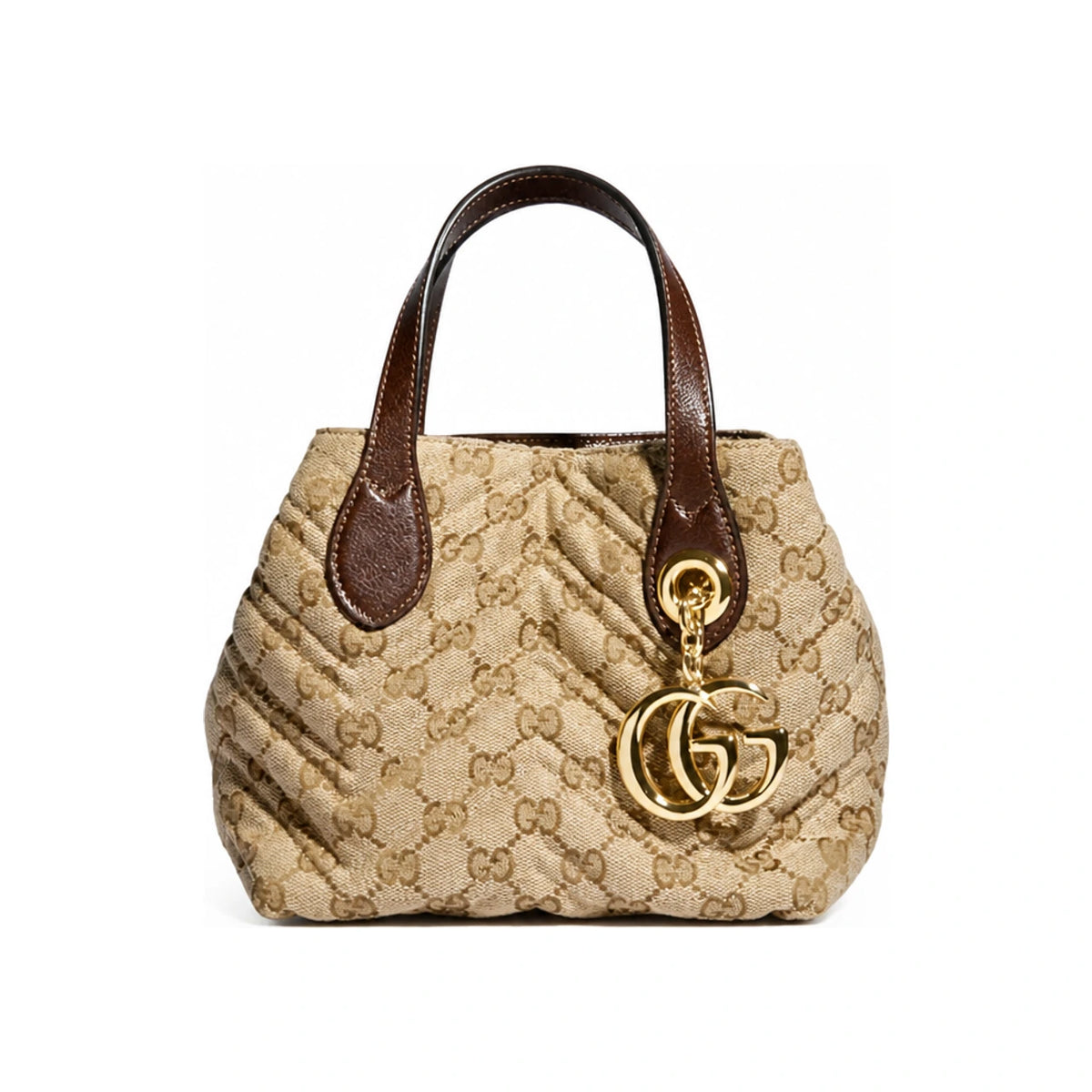 GUCCI GG Marmont Small Tote Bag Beige Leather Tote