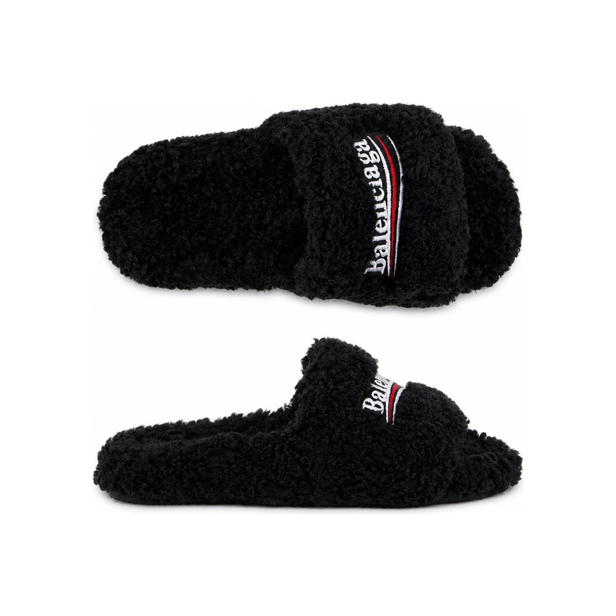 BALENCIAGA Furry Faux Shearling Women’s Slide Sandals