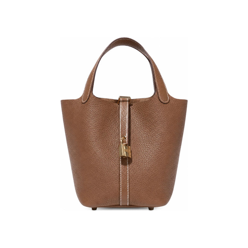 HERMES Clemence Picotin Lock 18 Tote Bag Gold with Gold Hardware