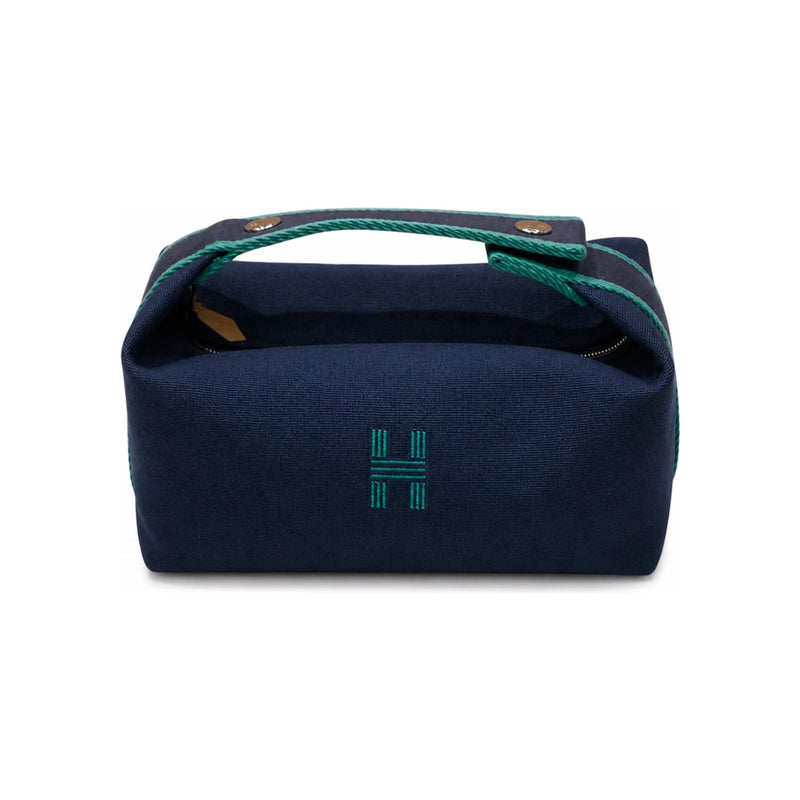 HERMES Marine Blue Canvas Bride-a-Brac Small Pouch