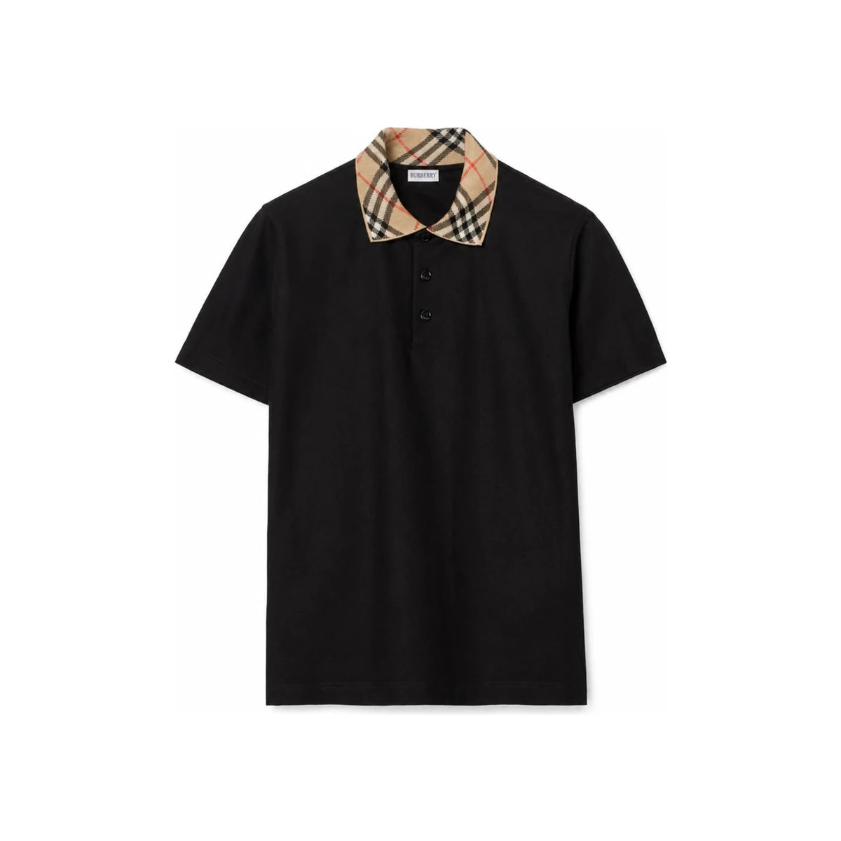 BURBERRY Black Cotton Short Sleeve Polo Shirt for Men