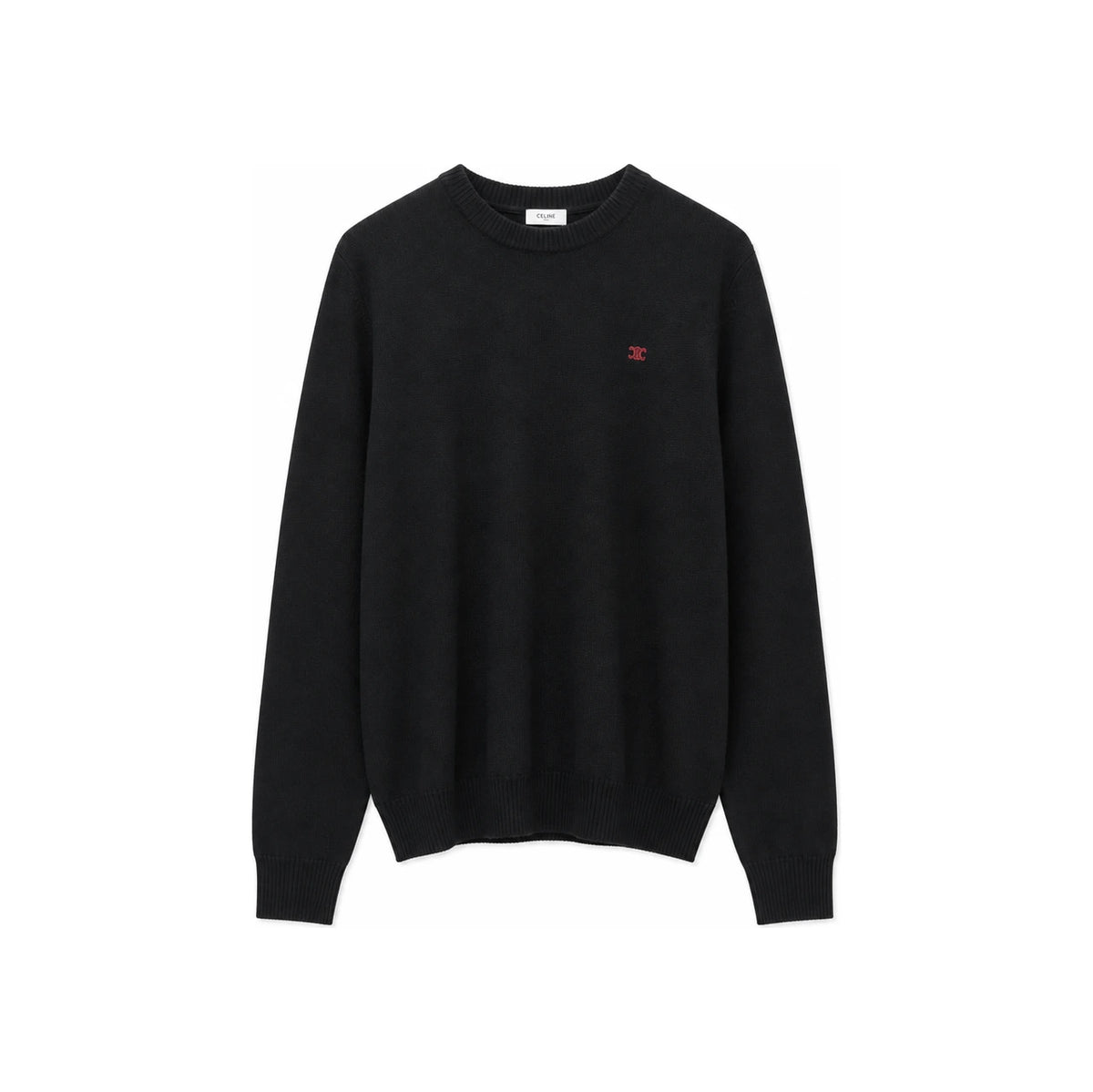 CELINE Embroidered Logo Wool Crewneck Sweater Black