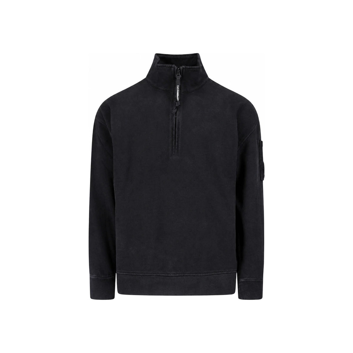 CP Company Diagonal Fleece Zip-Up Sweatshirt Black