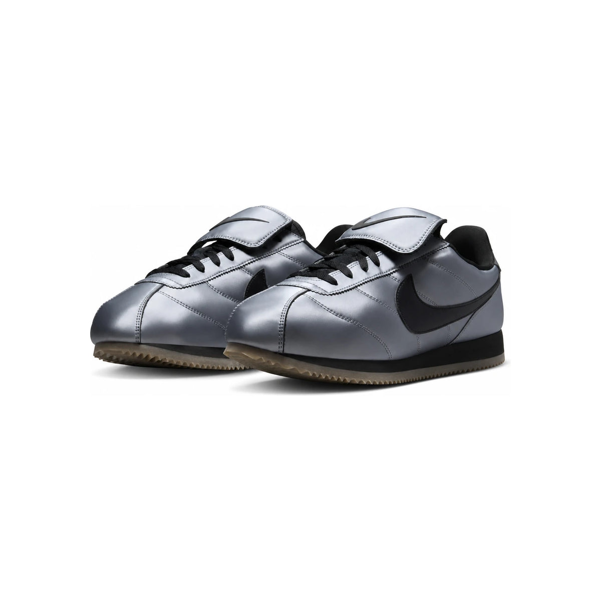 Nike Cortez Leather SE Metallic Cool Gray/Black Low-Top Sneakers