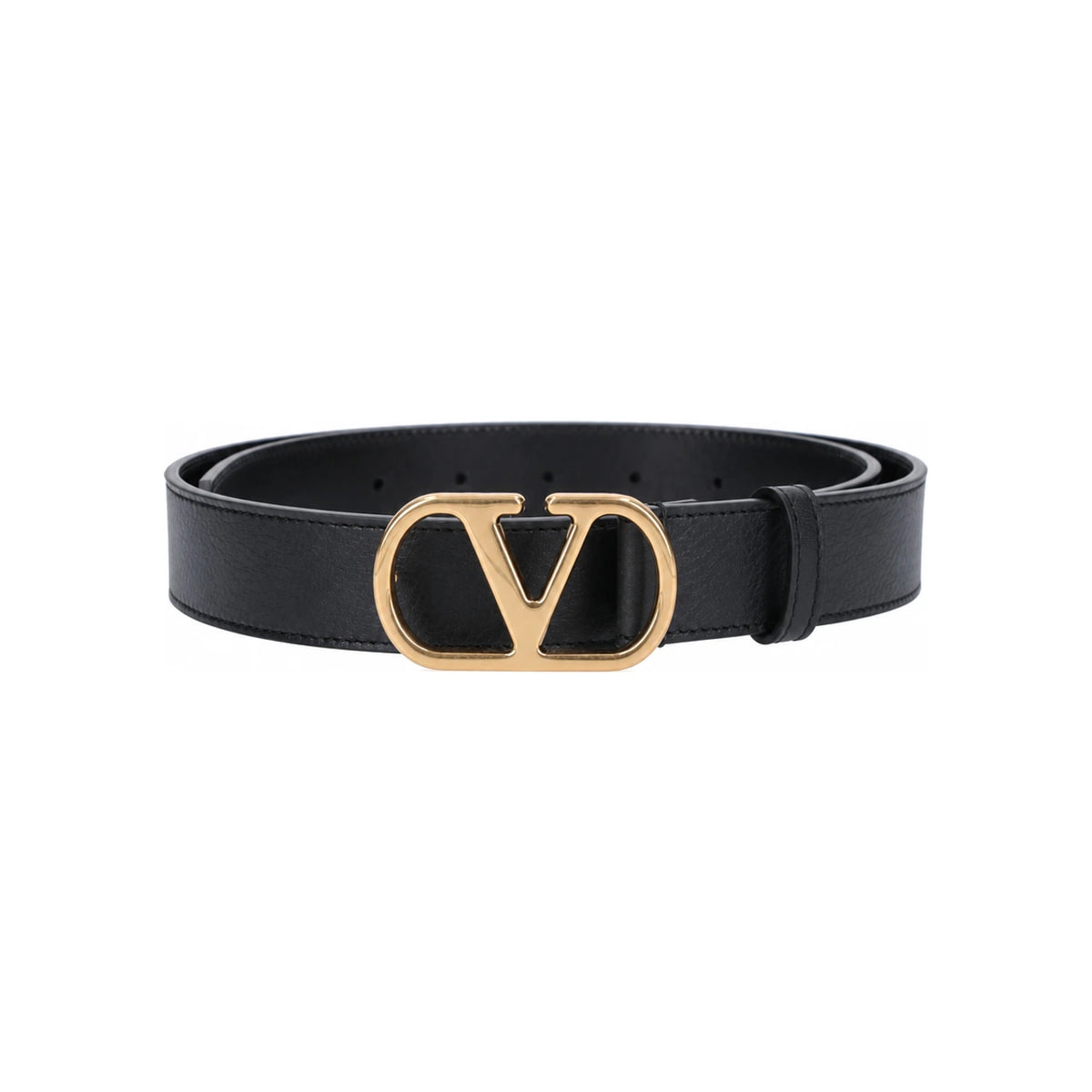 VALENTINO VLogo Signature Calfskin Leather Black Men's Belt