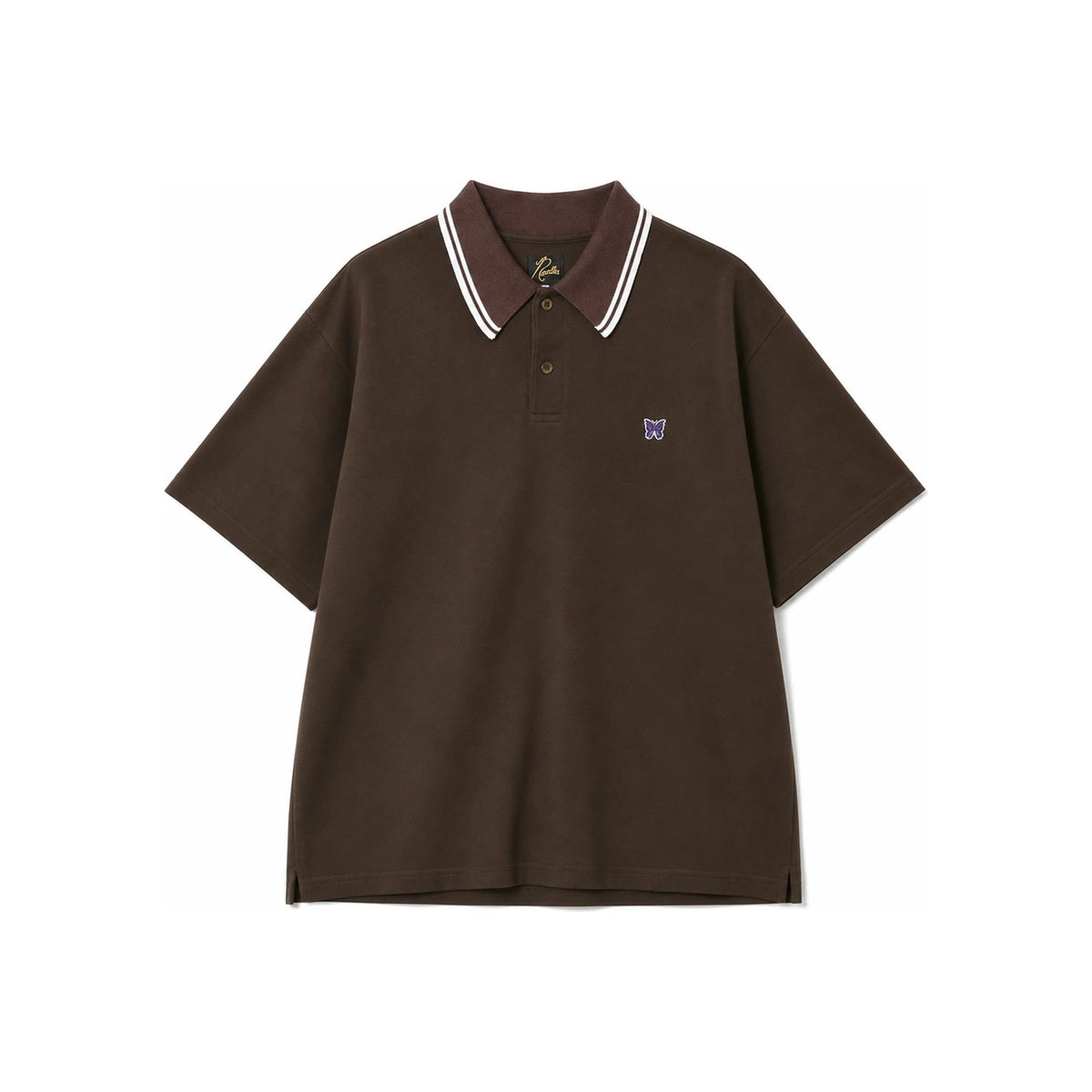 NEEDLES Short Sleeve Polo Shirt for Men SX442 BROWN DOM