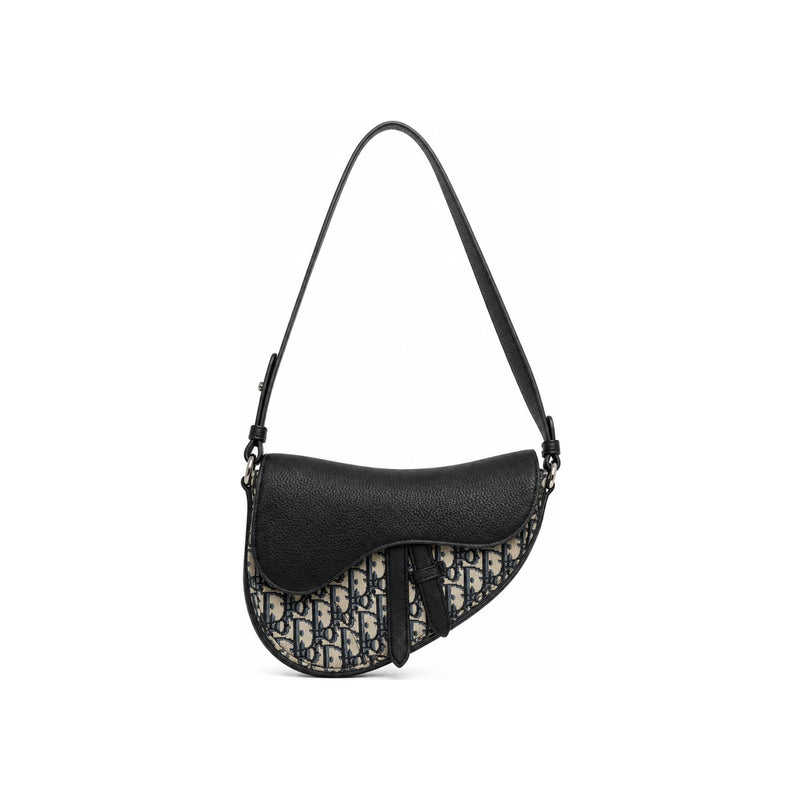 DIOR Saddle Bag Black Grained Taurillon Leather Beige/Black Obl 1ADPO413YEM H27E