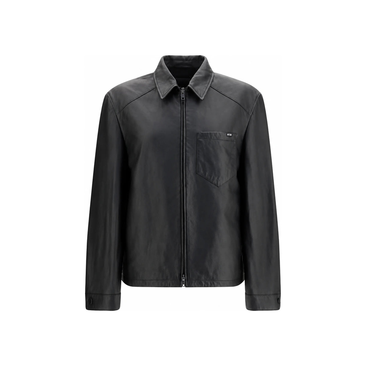 PRADA Black Leather Moto Jacket for Men