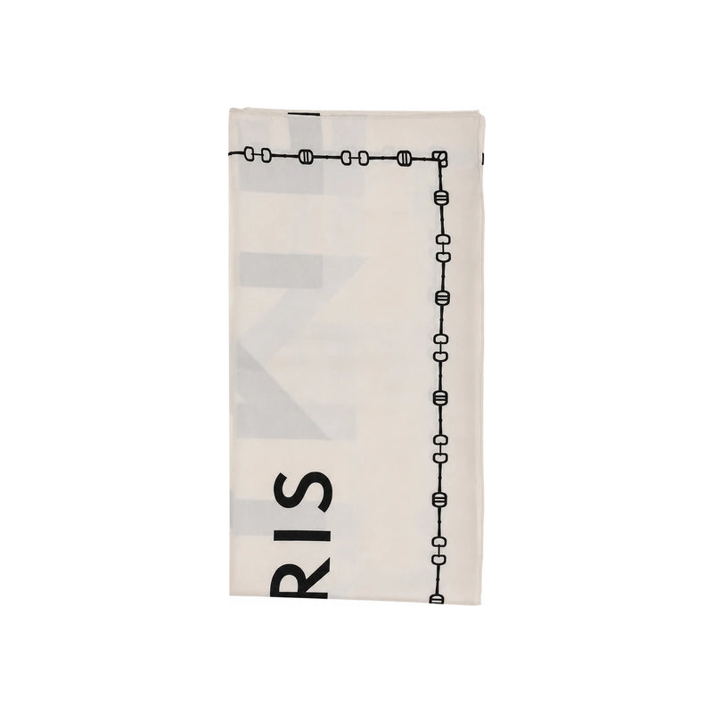 CELINE Square Silk Twill Scarf White Black 2AW902R30 01WB