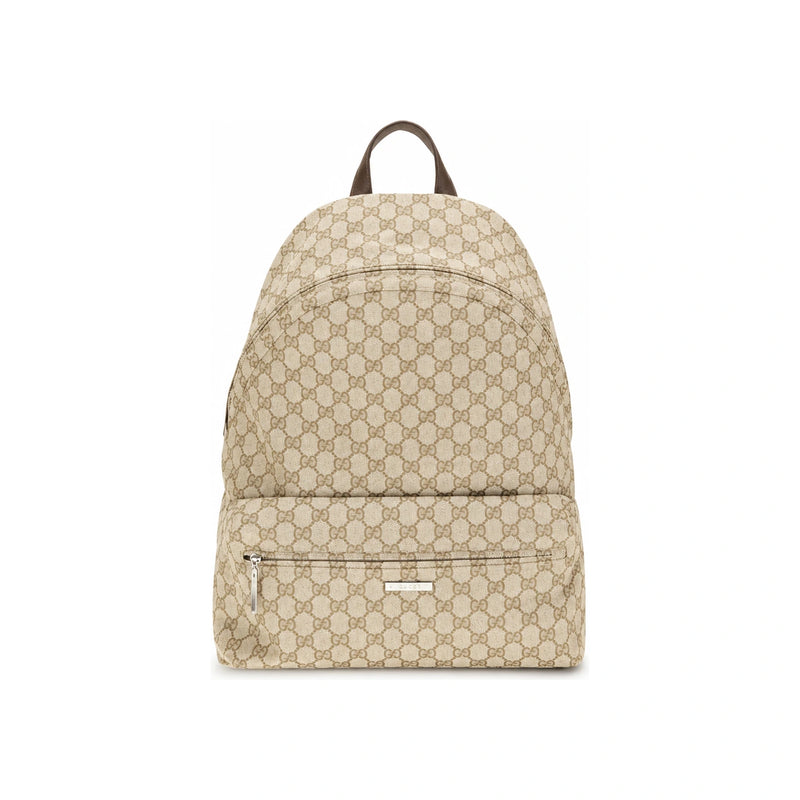 GUCCI Tag Large Backpack Beige Canvas Leather Trim