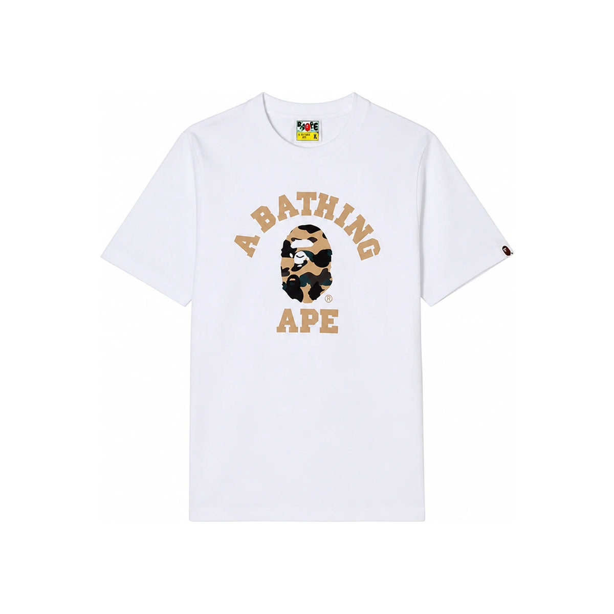 BAPE First Camo College Tee Men’s White T-Shirt 001 TEM301013 MWHD