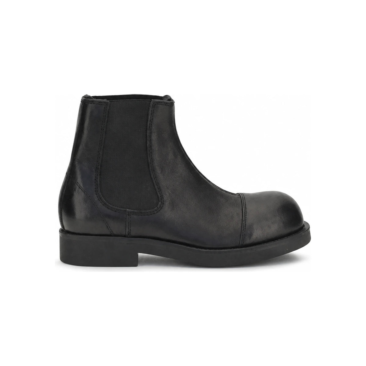 MM6 Black Leather Biker Chelsea Boots