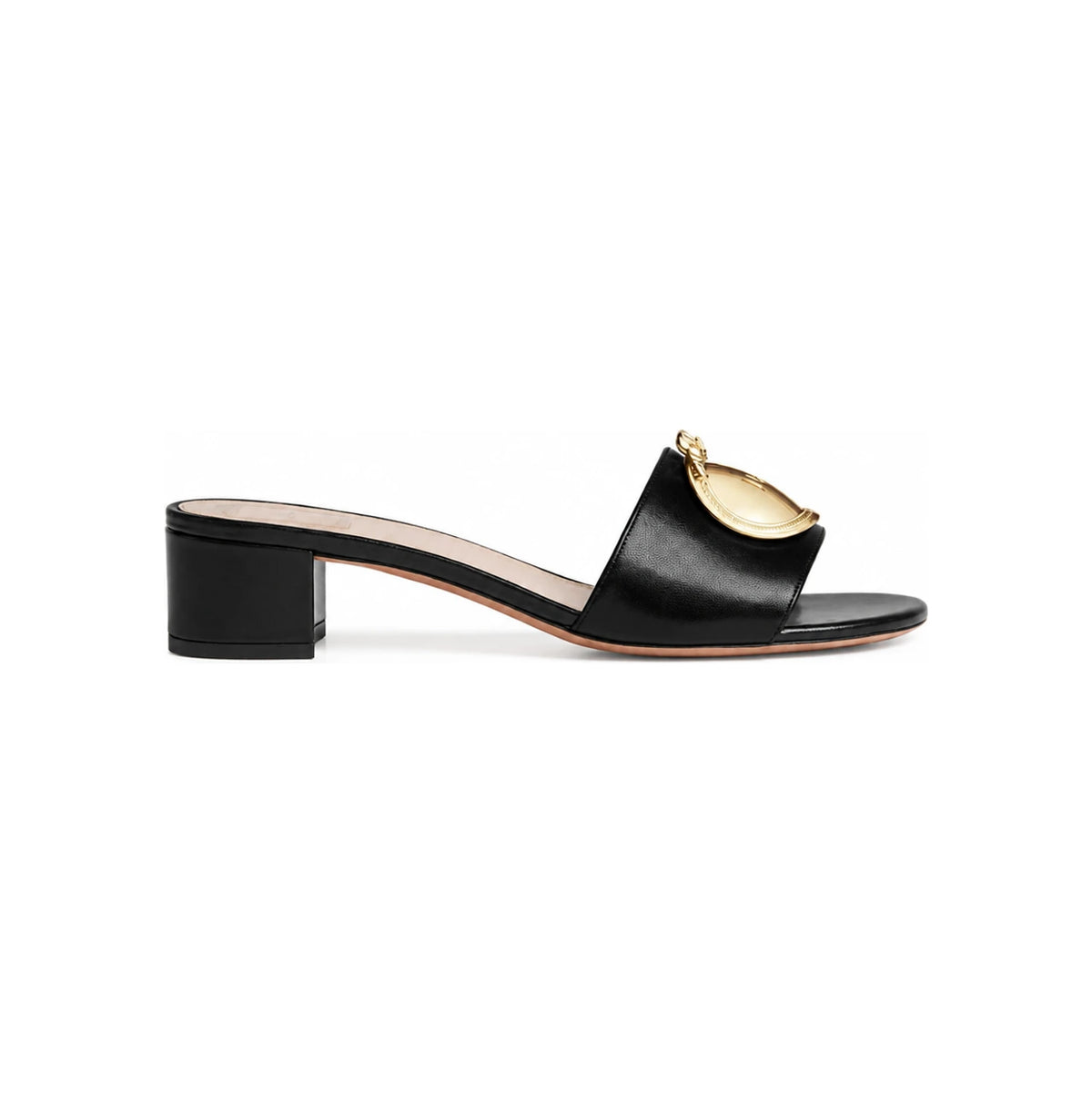 DIOR Black Lambskin Medallion Buckle Heel Slide Pumps KCO695LAB S900
