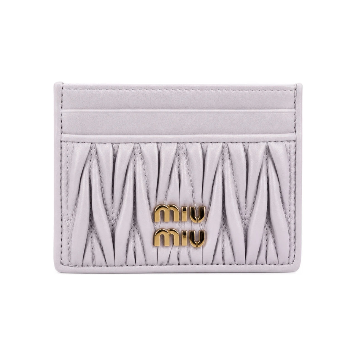 Miu Miu Matelassé Nappa Leather Card Holder Wisteria Purple