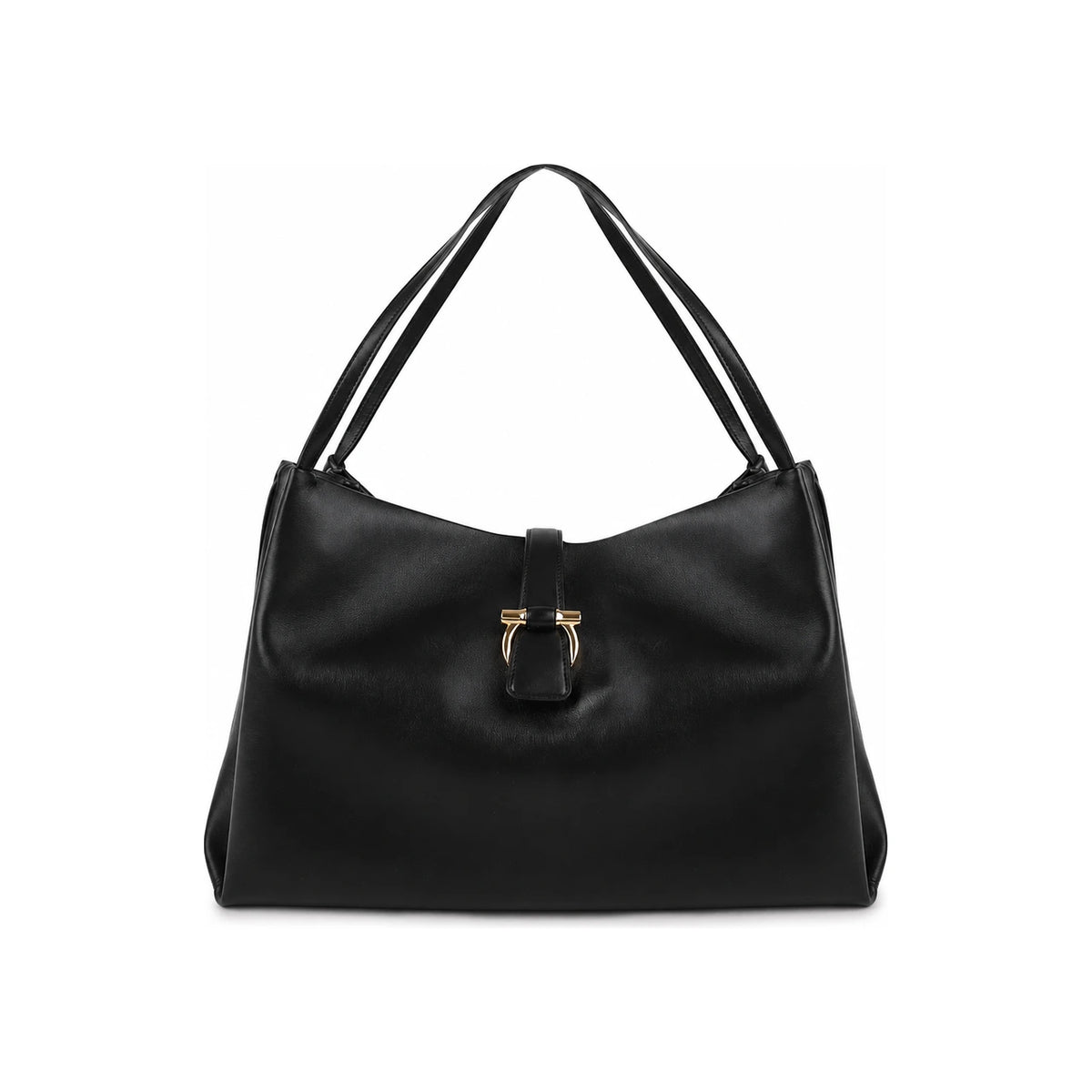 Ferragamo Gancini Black Leather Tote Bag 21 9804 BK