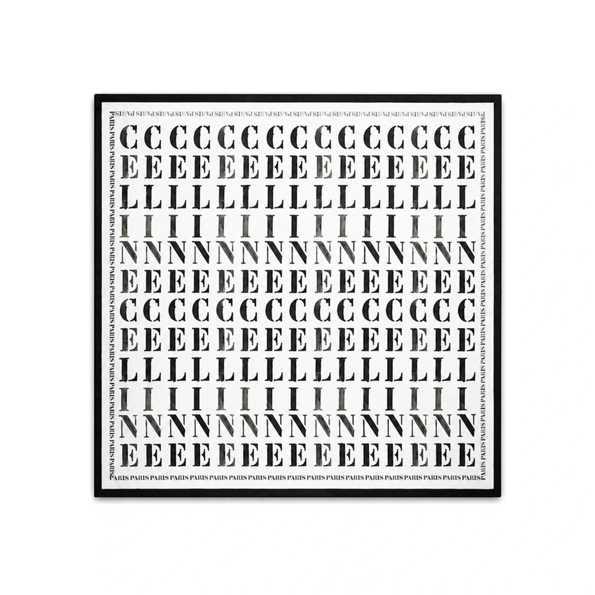 CELINE Square Silk Twill Optic White Black Scarf 2AW903J54 GFP9