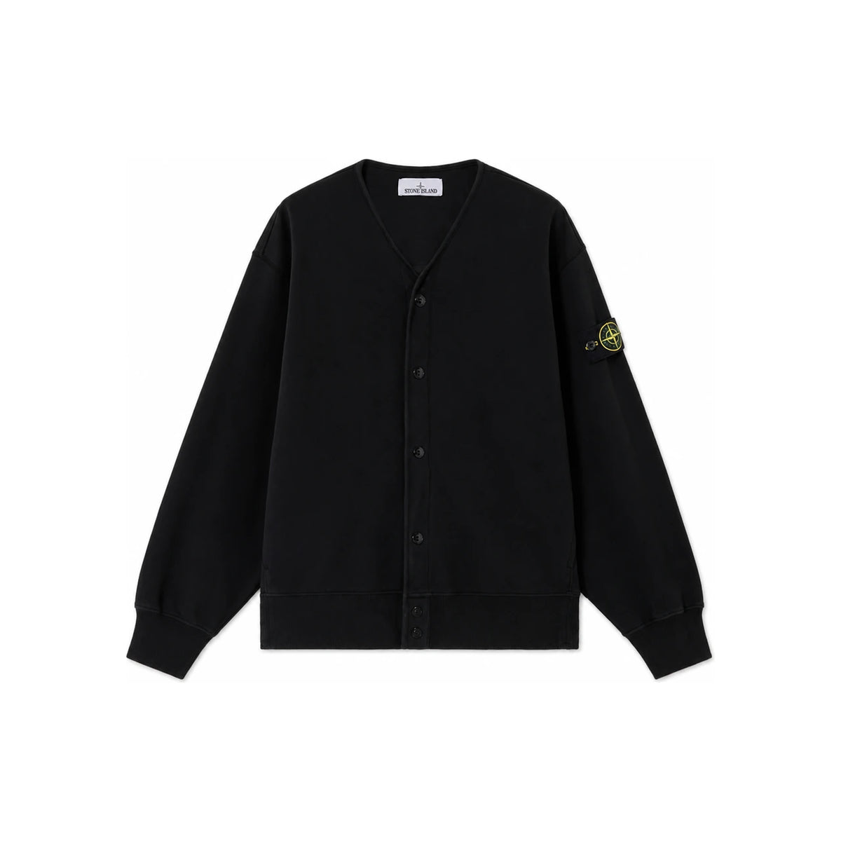 STONE ISLAND Black Wool Knit Cardigan for Men