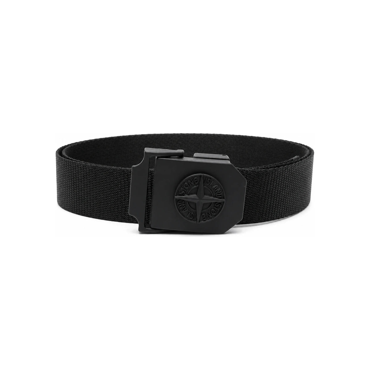 STONE ISLAND Compass Logo Belt Black Nylon Webbing Belt