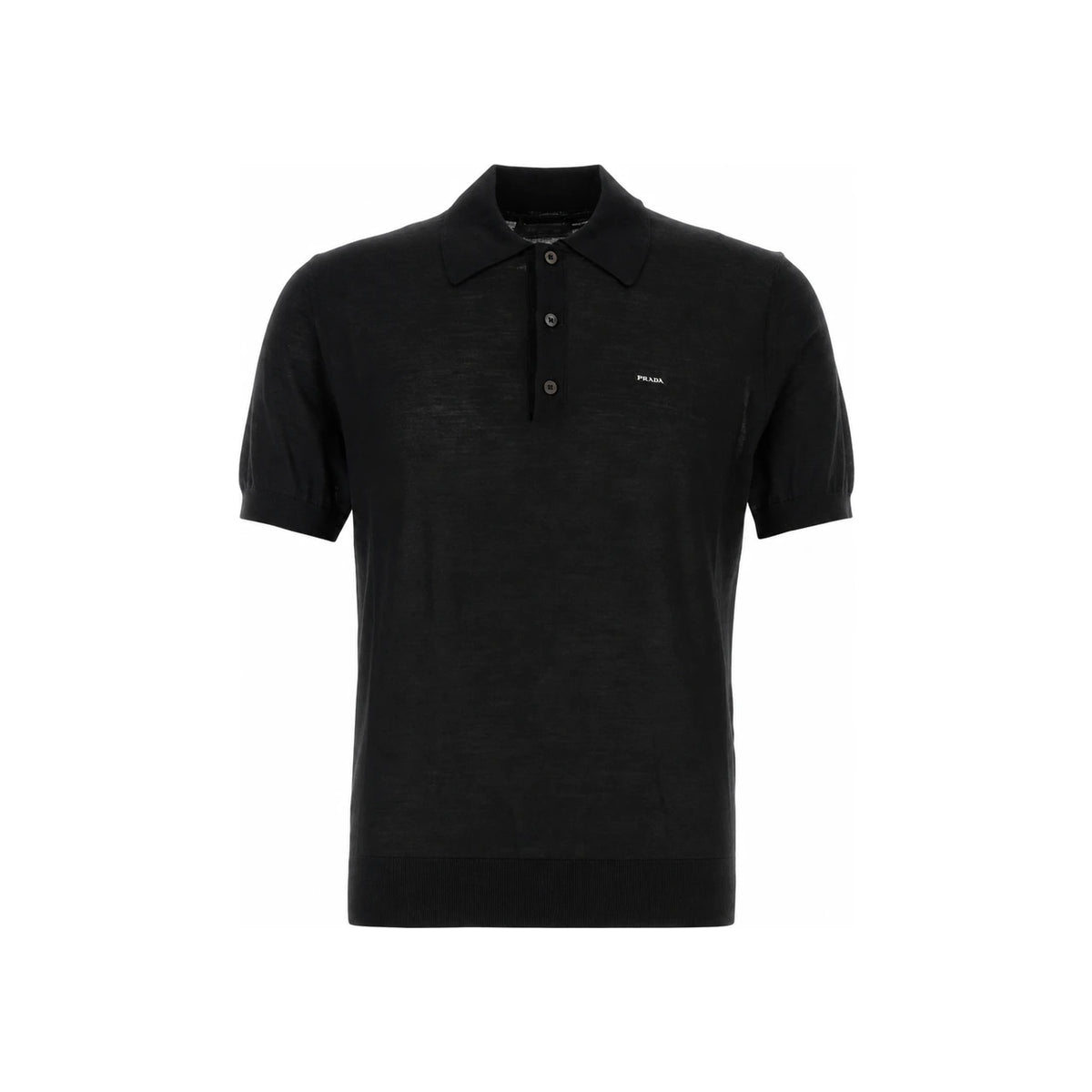 PRADA Black Short Sleeve Cotton Polo Shirt for Men