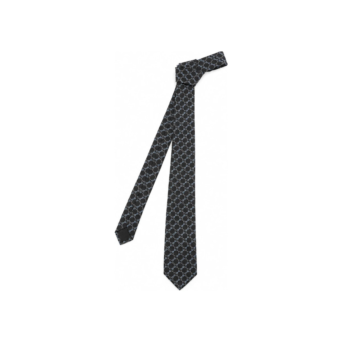 GUCCI Silk Logo Pattern Tie Navy Blue Men’s Accessory