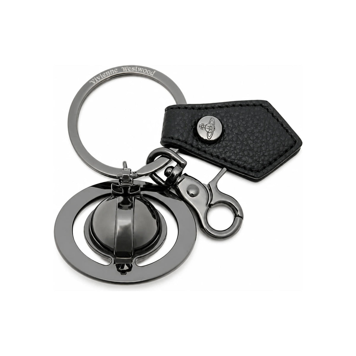 Vivienne Westwood Gunmetal 3D Orb Keyring Black Accessory