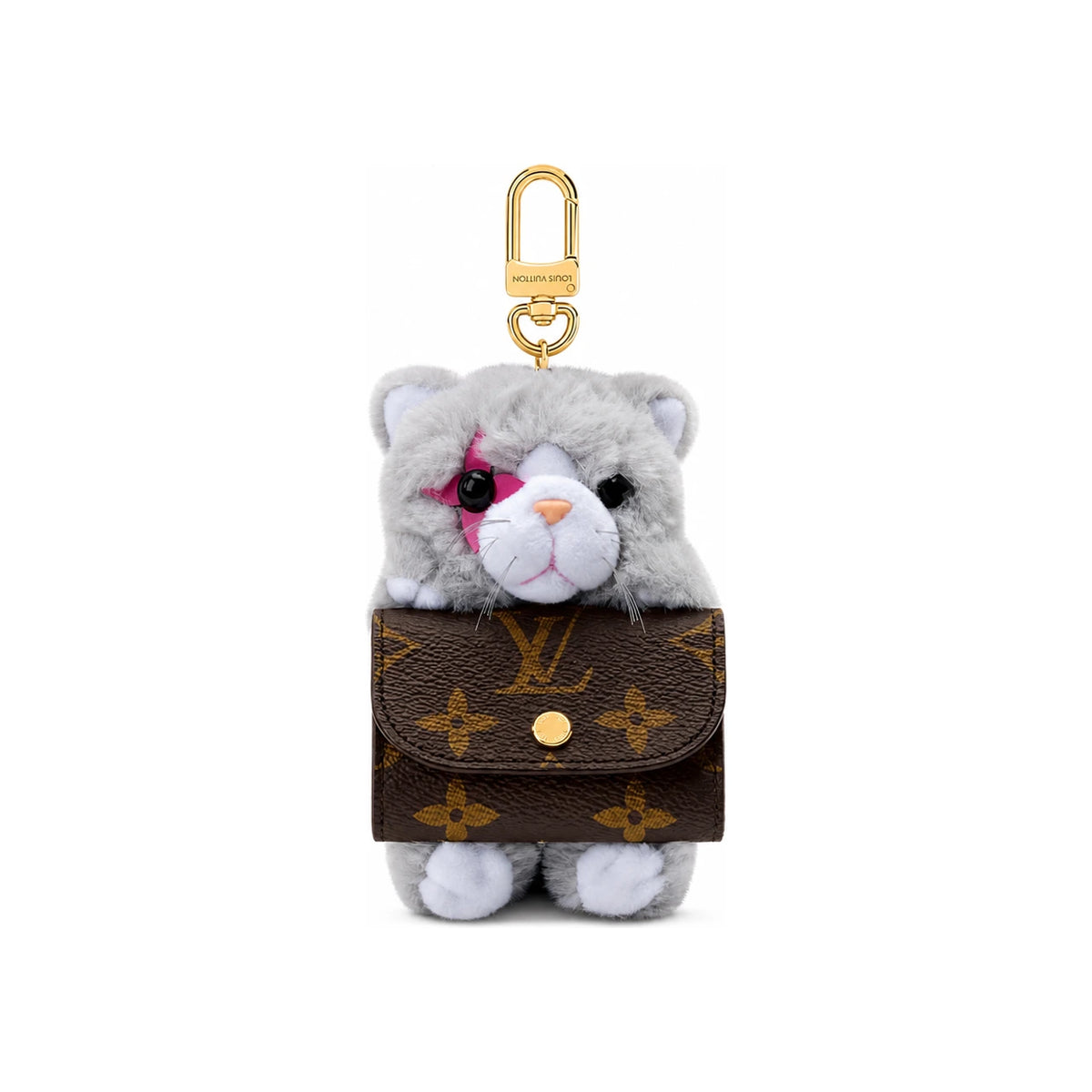 Louis Vuitton Gray LV Cute Kitten Bag Charm Keyring M03512
