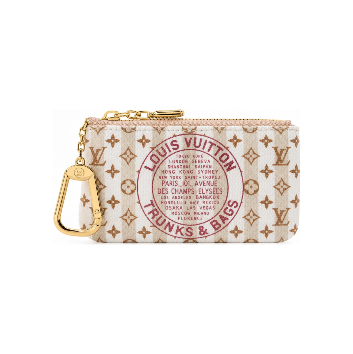 Louis Vuitton Nude Pink LV Stamp Key Pouch Keyring Accessory M29023