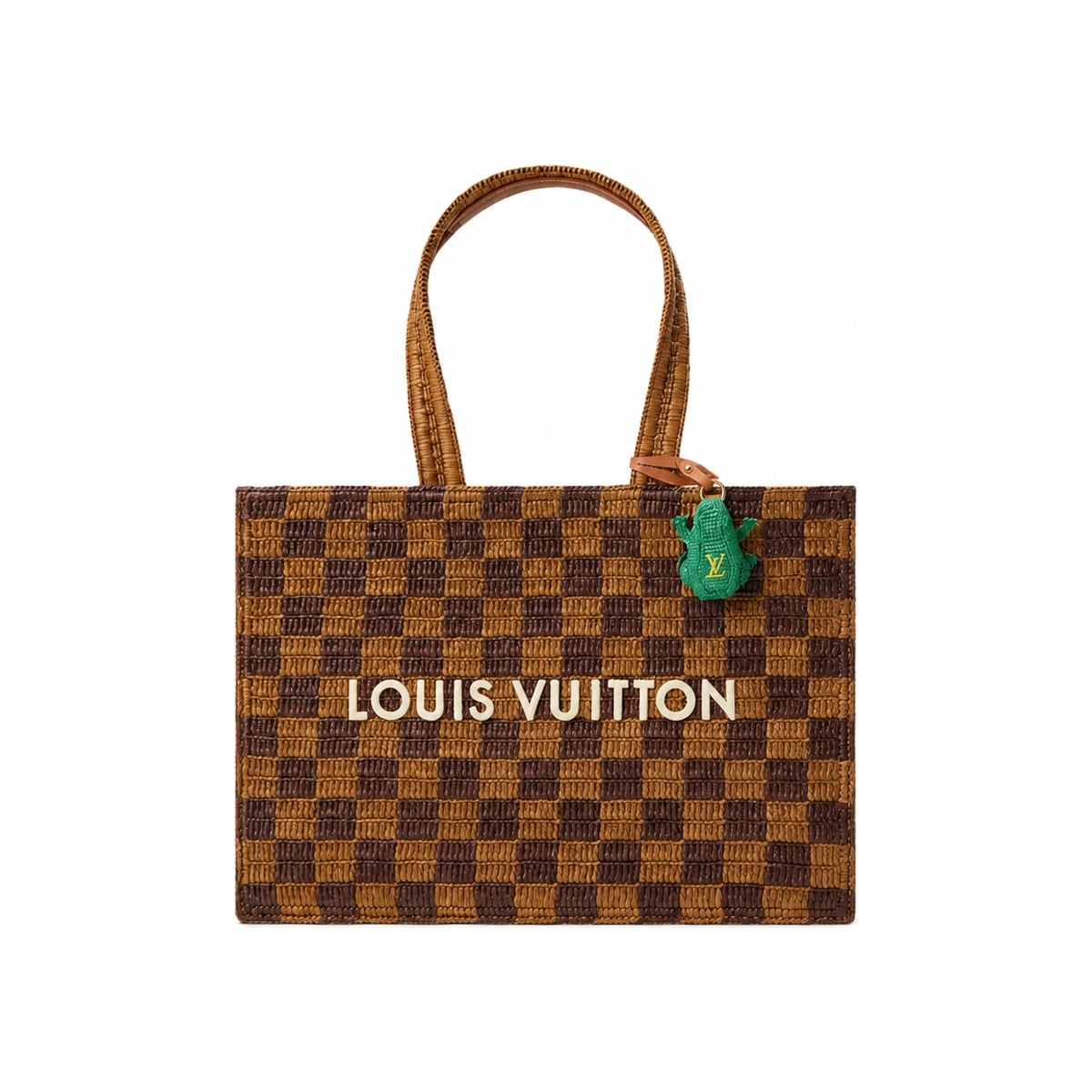 Louis Vuitton Natural Rust Chocolate Shopper Tote MM Clutch N40900