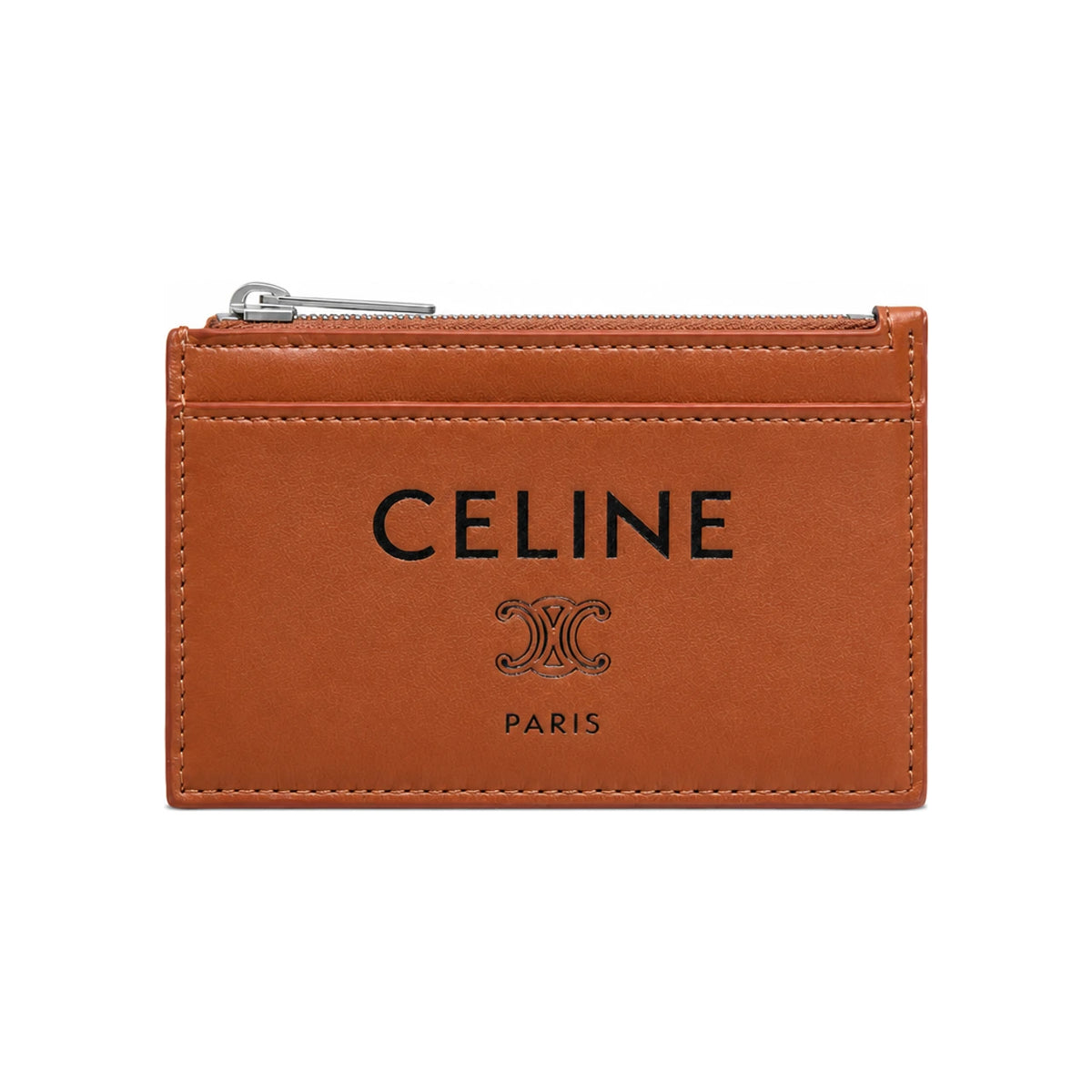 CELINE Smooth Lambskin Zip Card Holder Tan 10F993R22 GLK3