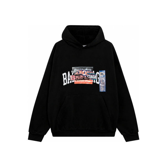 BALENCIAGA Bumper Sticker Medium Fit Hoodie Black