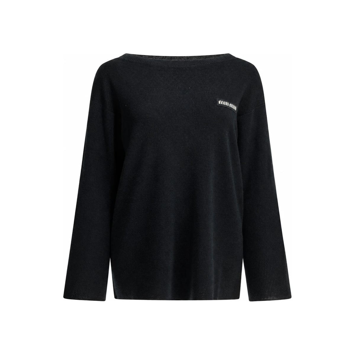Miu Miu Wool Round Neck Knit Sweater Beige Women