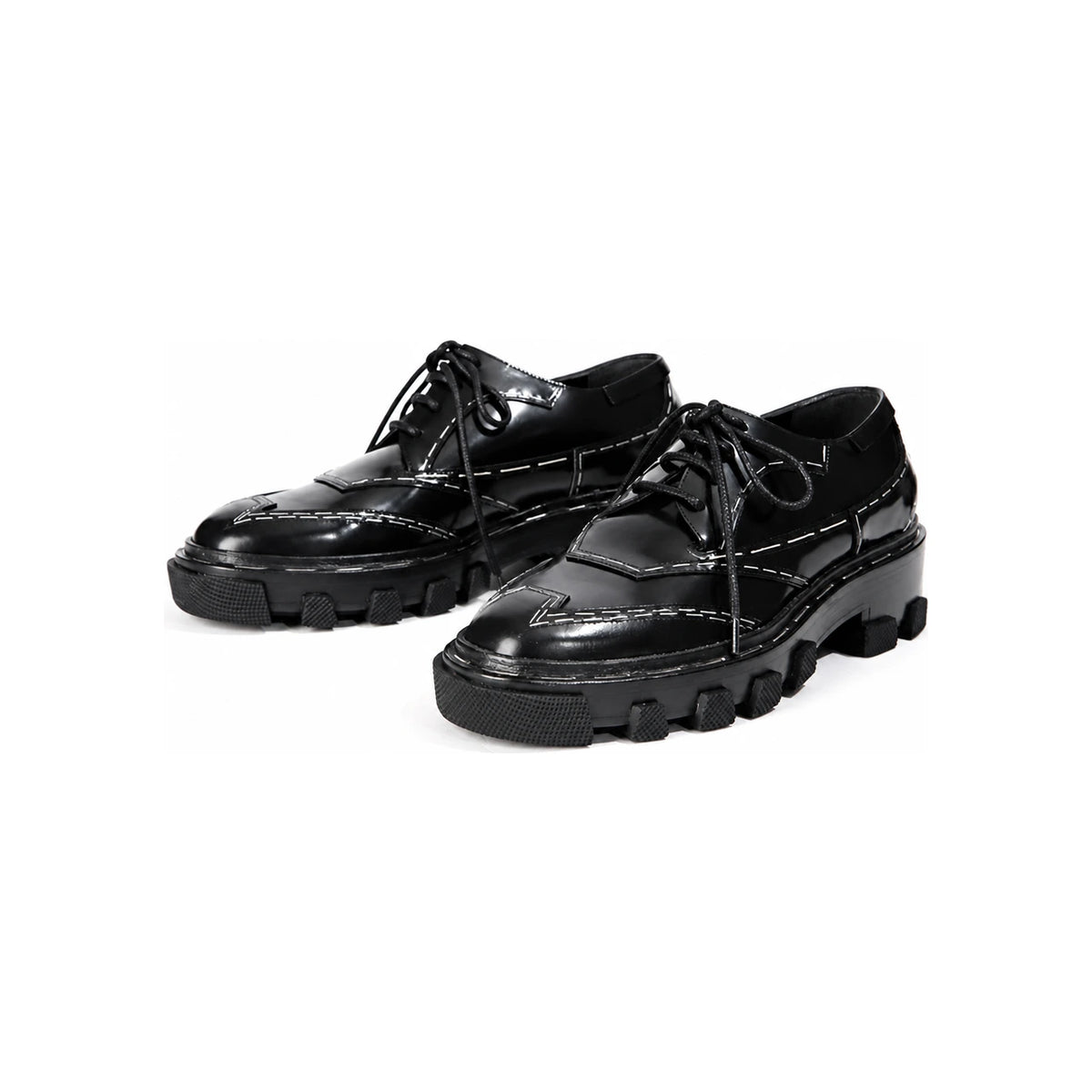 BALENCIAGA Black Stitch Lace-Up Derby Shoes