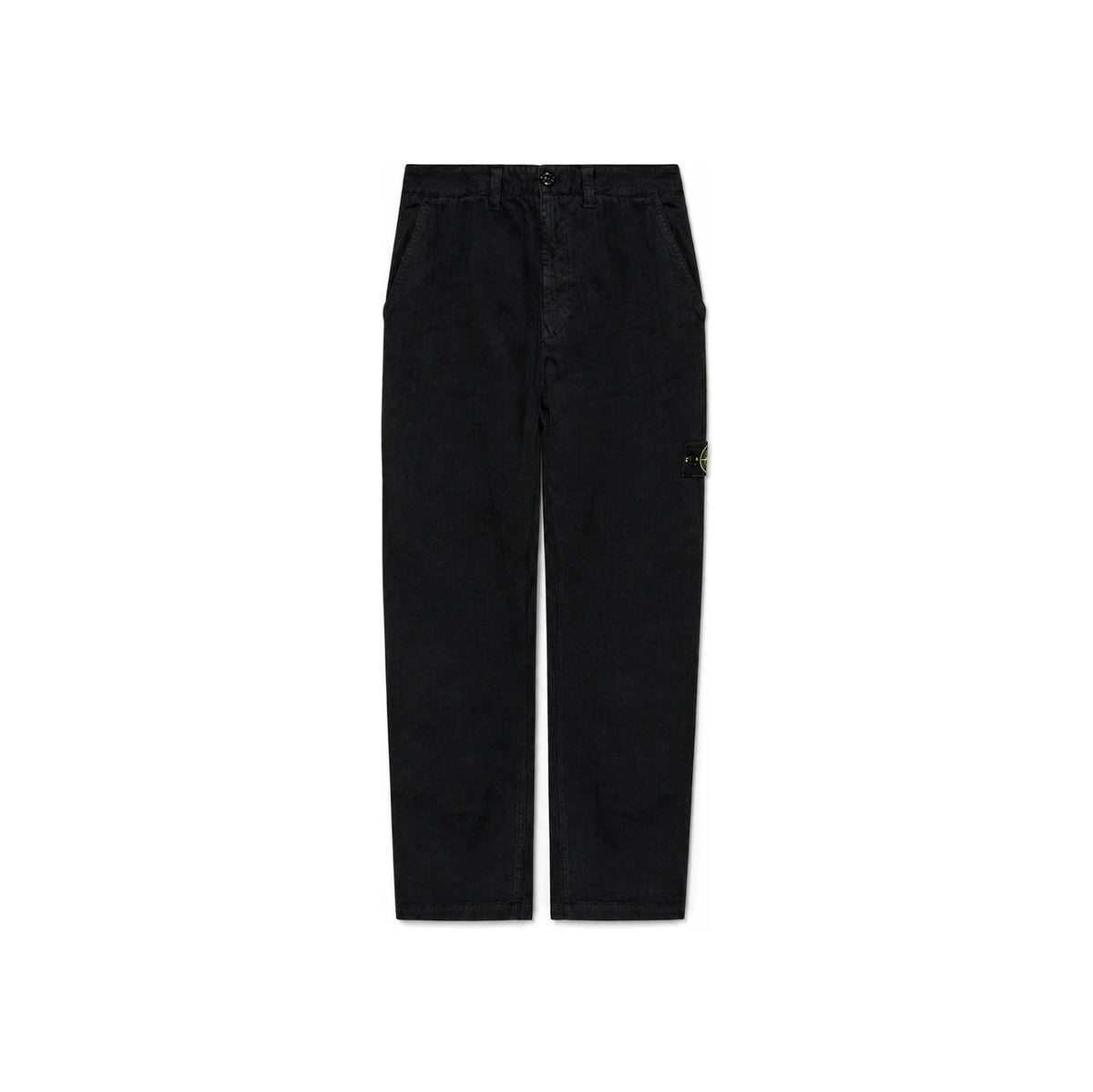 STONE ISLAND Cotton Herringbone Regular Fit Chino Trousers Patch Pocket Black