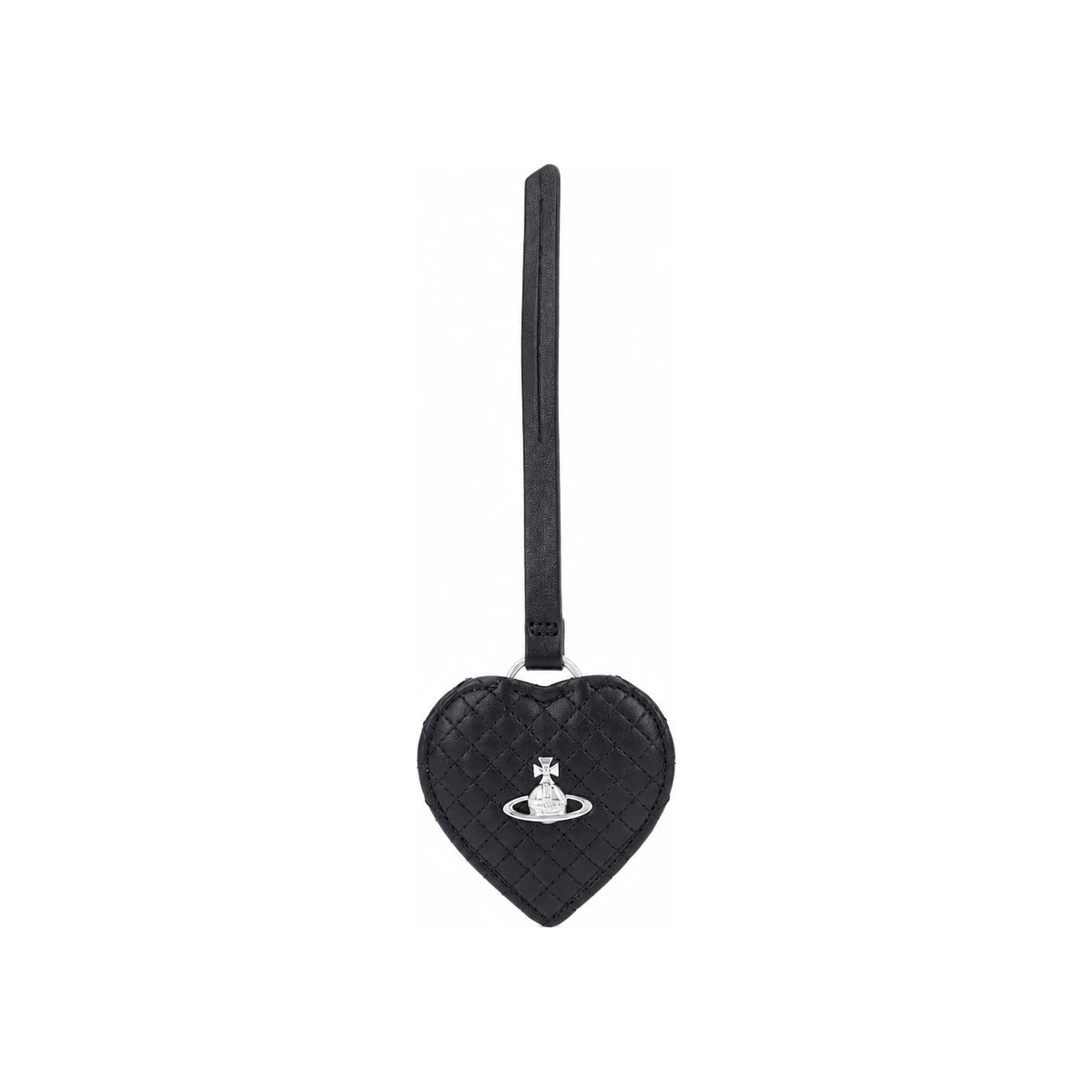Vivienne Westwood Black Leather Orb Keyring for Women