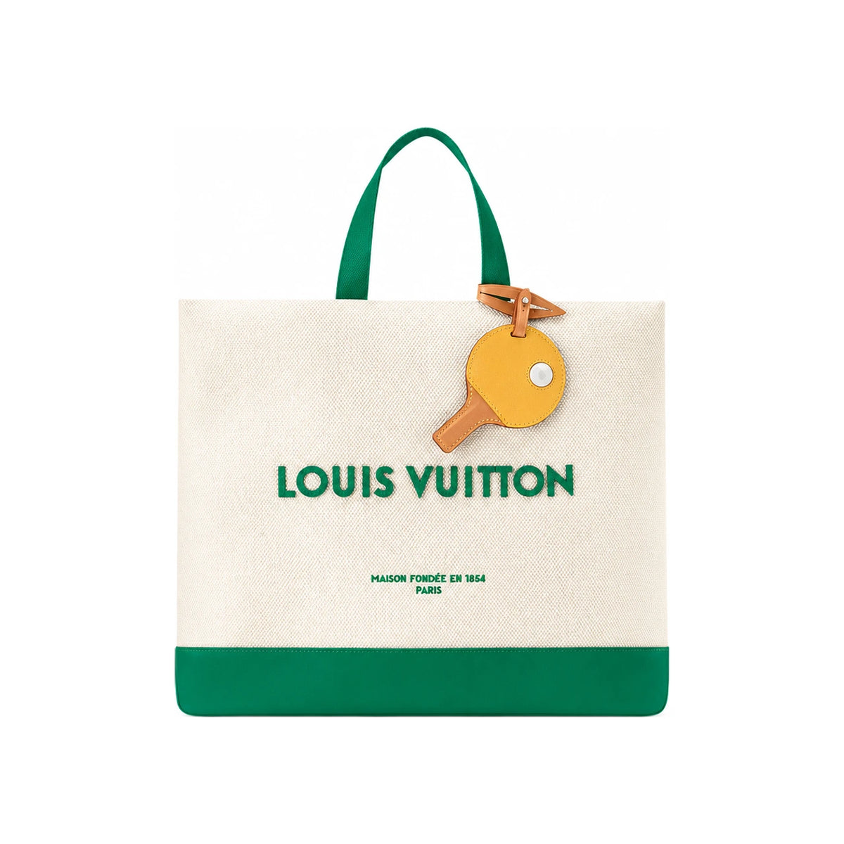 Louis Vuitton Ecru White Grass Green Shopper Tote MM Clutch M29327