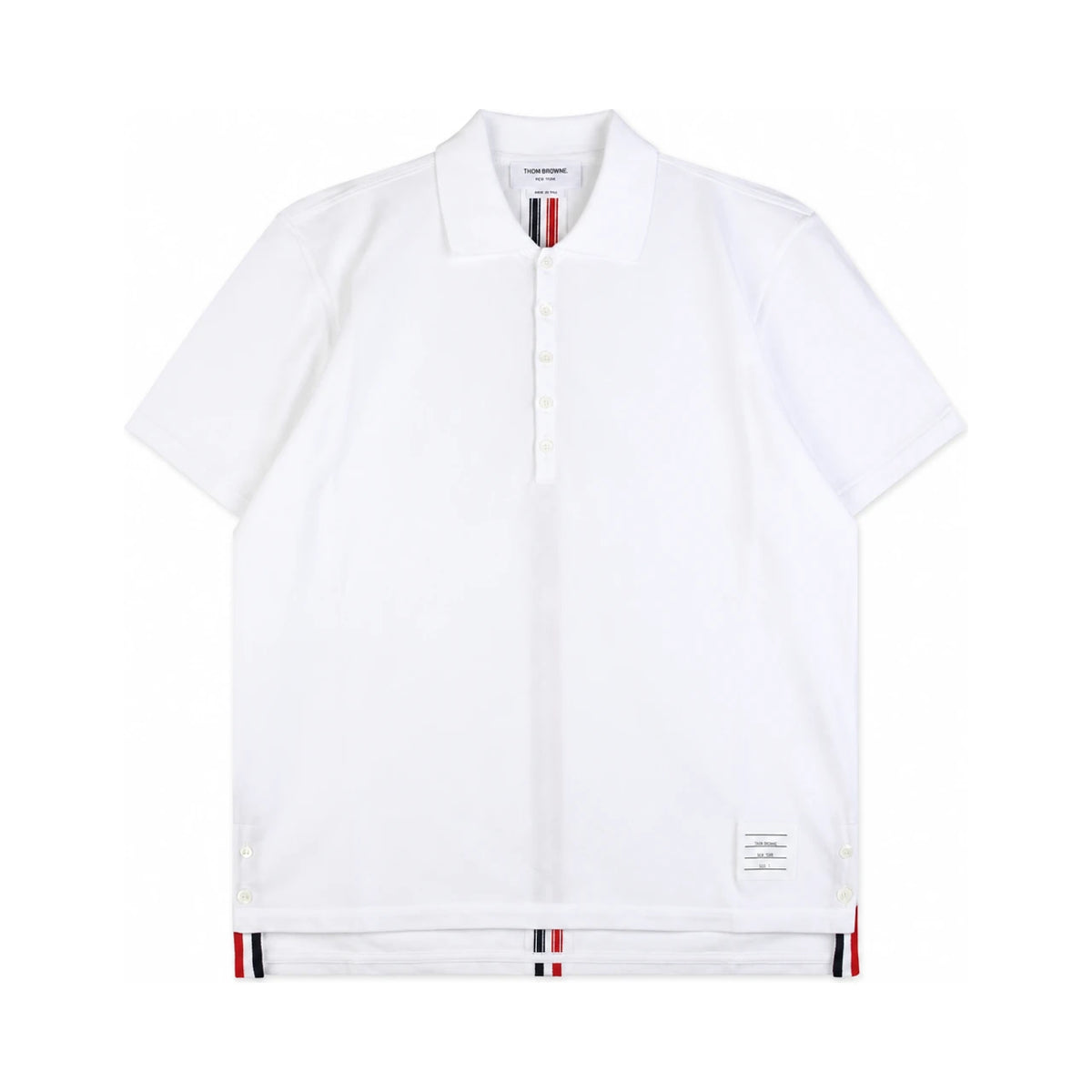 THOM BROWNE Relaxed Fit Center Back Stripe Short Sleeve Polo Shirt