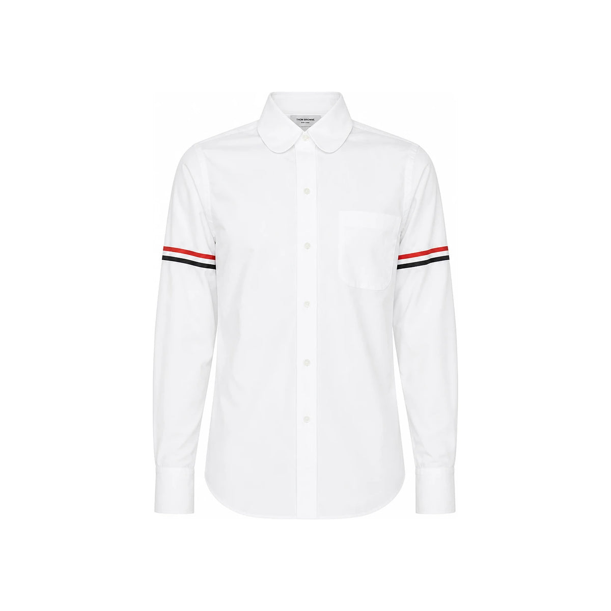 THOM BROWNE Poplin Armband Classic Round Collar Shirt White Women
