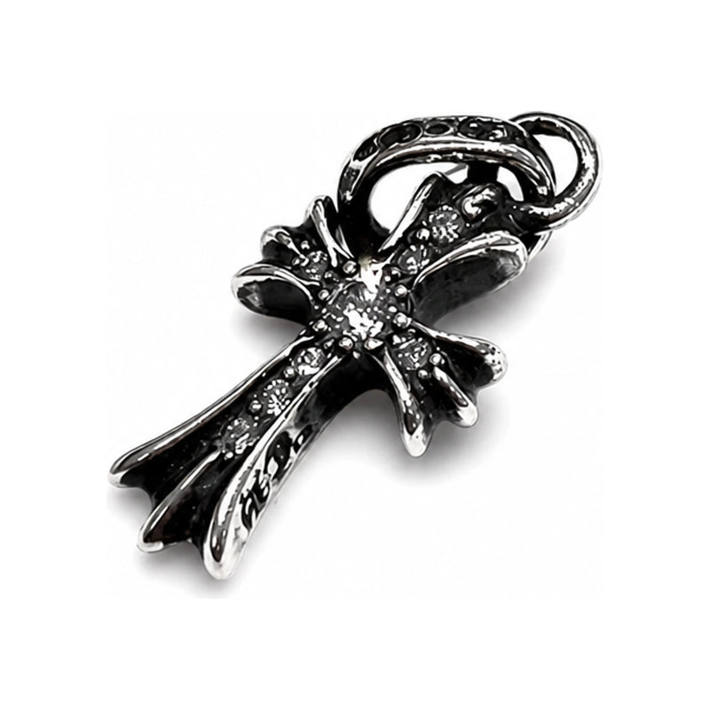 Chrome Hearts Silver Baby Fat Pendant Charm Diamond Full Pave Necklace