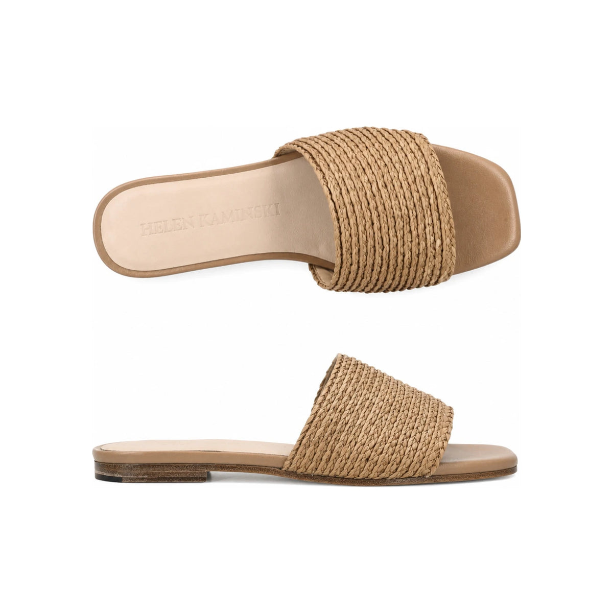 HELEN KAMINSKI Natural Cotton Kyla Flat Slide Sandals FTW52210 NTCO