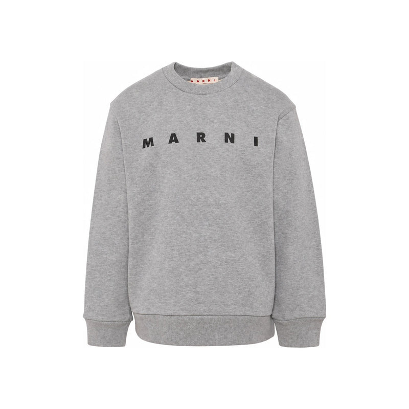 Marni Kids Women Logo Print Gray Sweatshirt M01612 M00V0 0M903