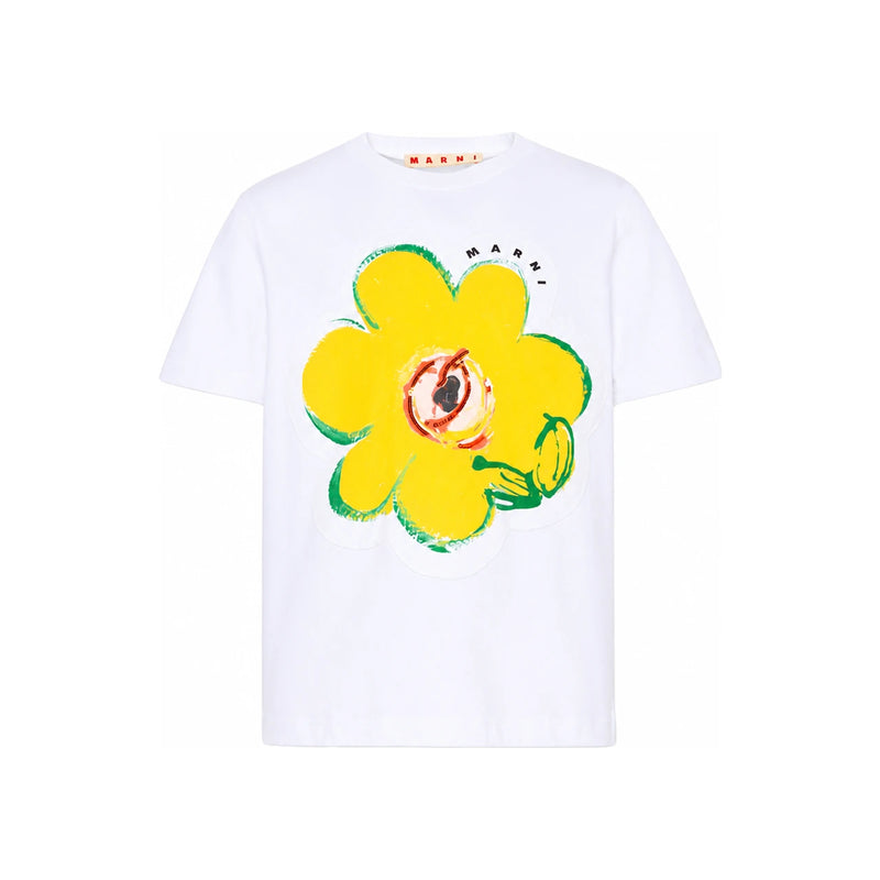 Marni Kids Women Dessert Flower Print Short Sleeve T-Shirt Wh M01672 M00HZ 0M100