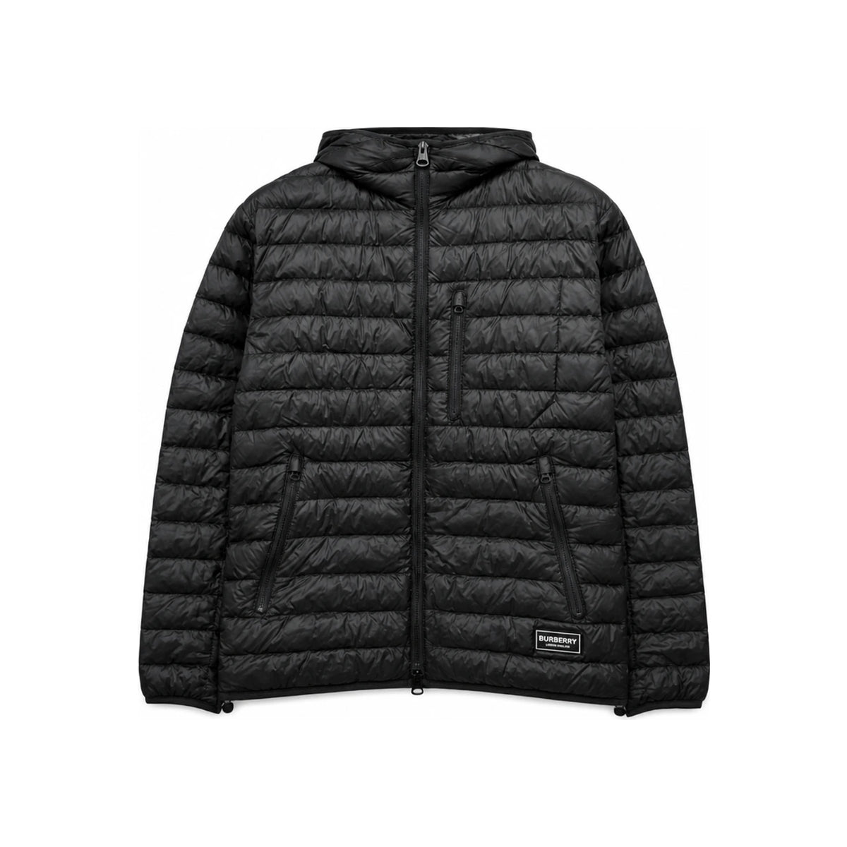 BURBERRY Black Lightweight Puffer Jacket with Logo Patch 8121336