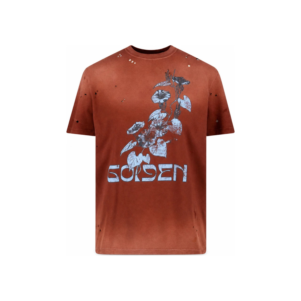 GOLDEN GOOSE Rust Floral Print Cotton Jersey T-Shirt