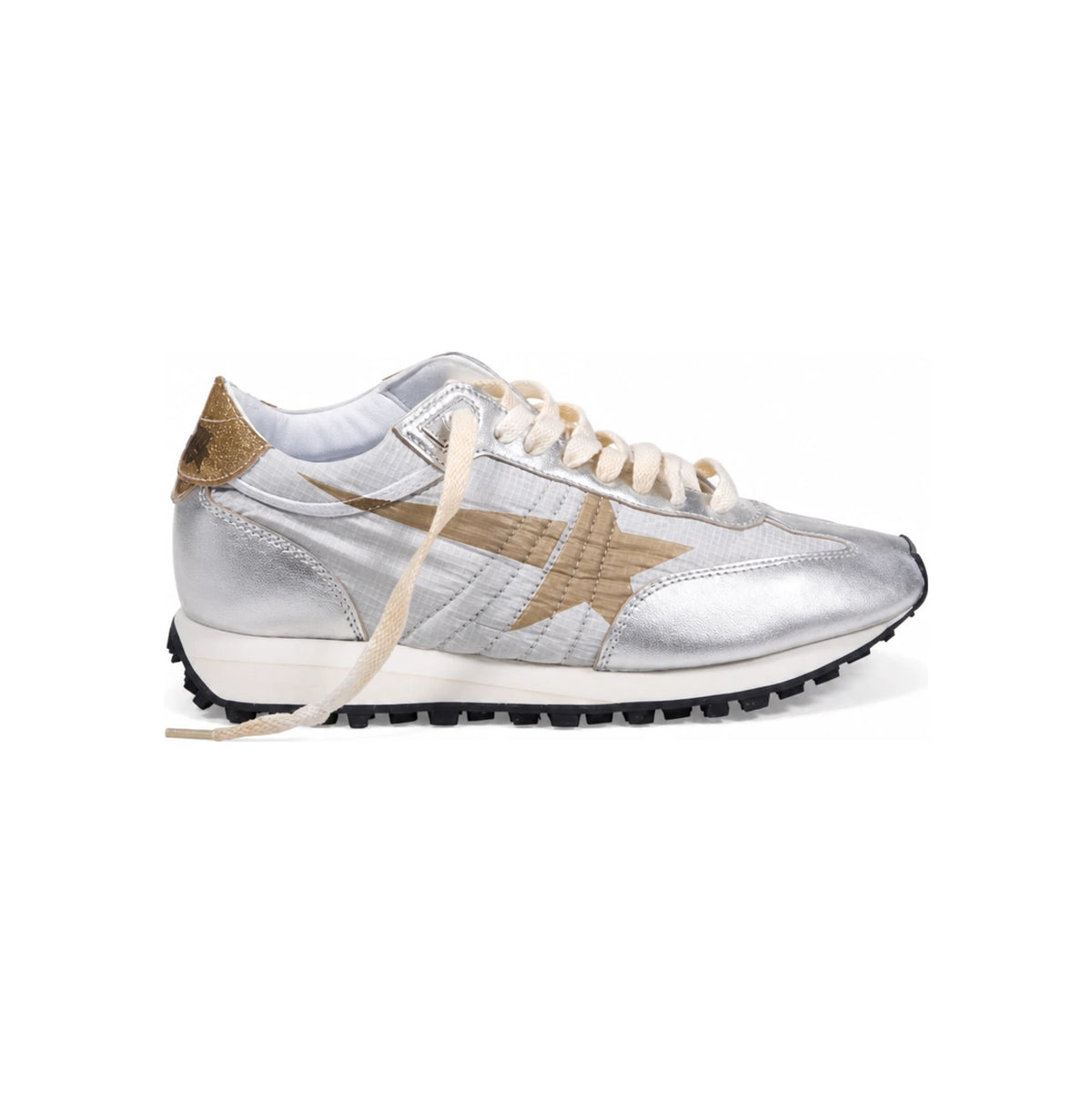 GOLDEN GOOSE Silver Ripstop Nylon Upper Gold Star Marathon Sneakers