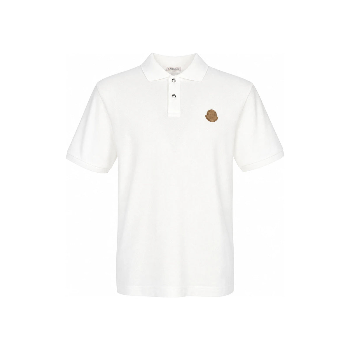 Moncler Logo Short Sleeve Polo Shirt for Men White Cotton