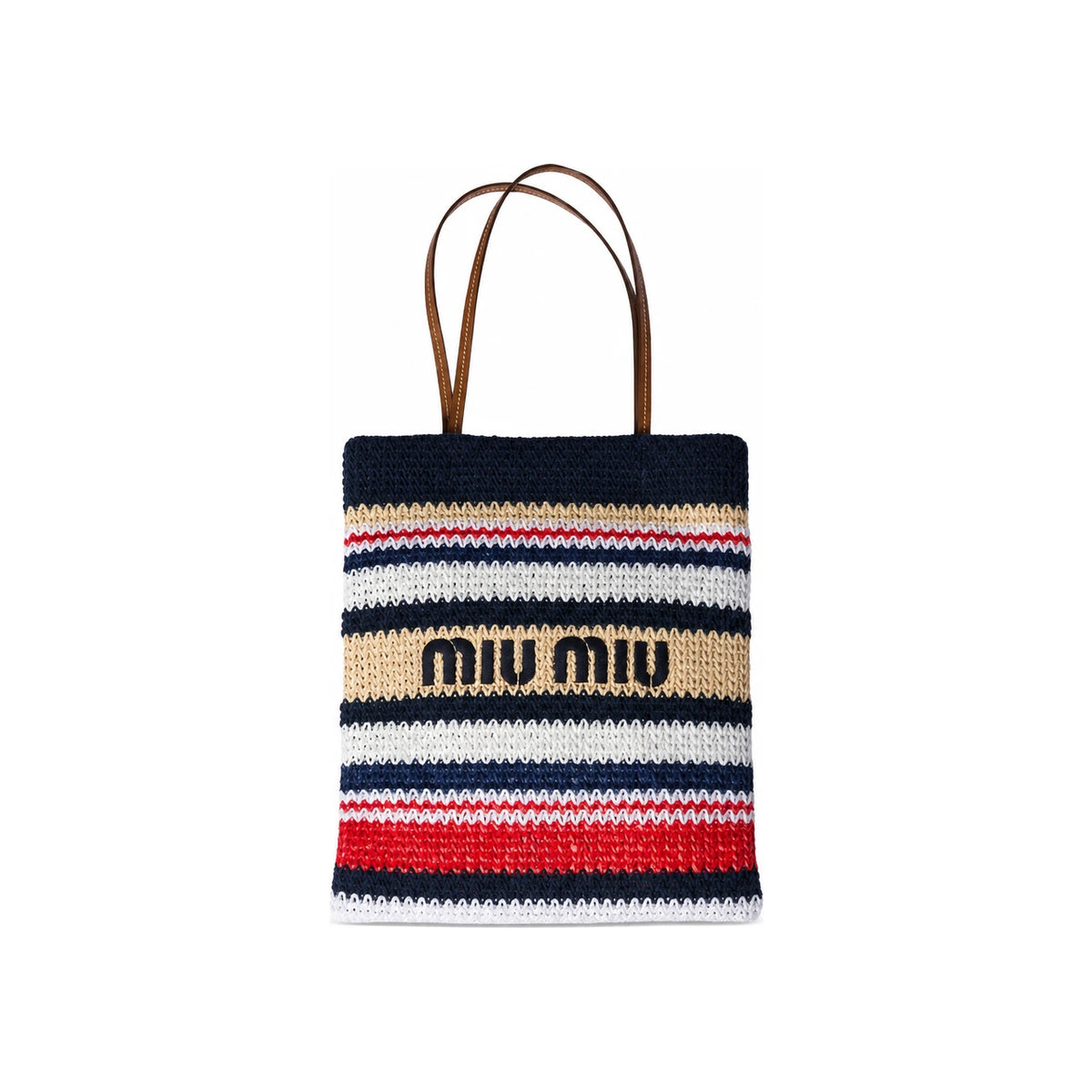 Miu Miu Raffia-Effect Woven Tote Bag