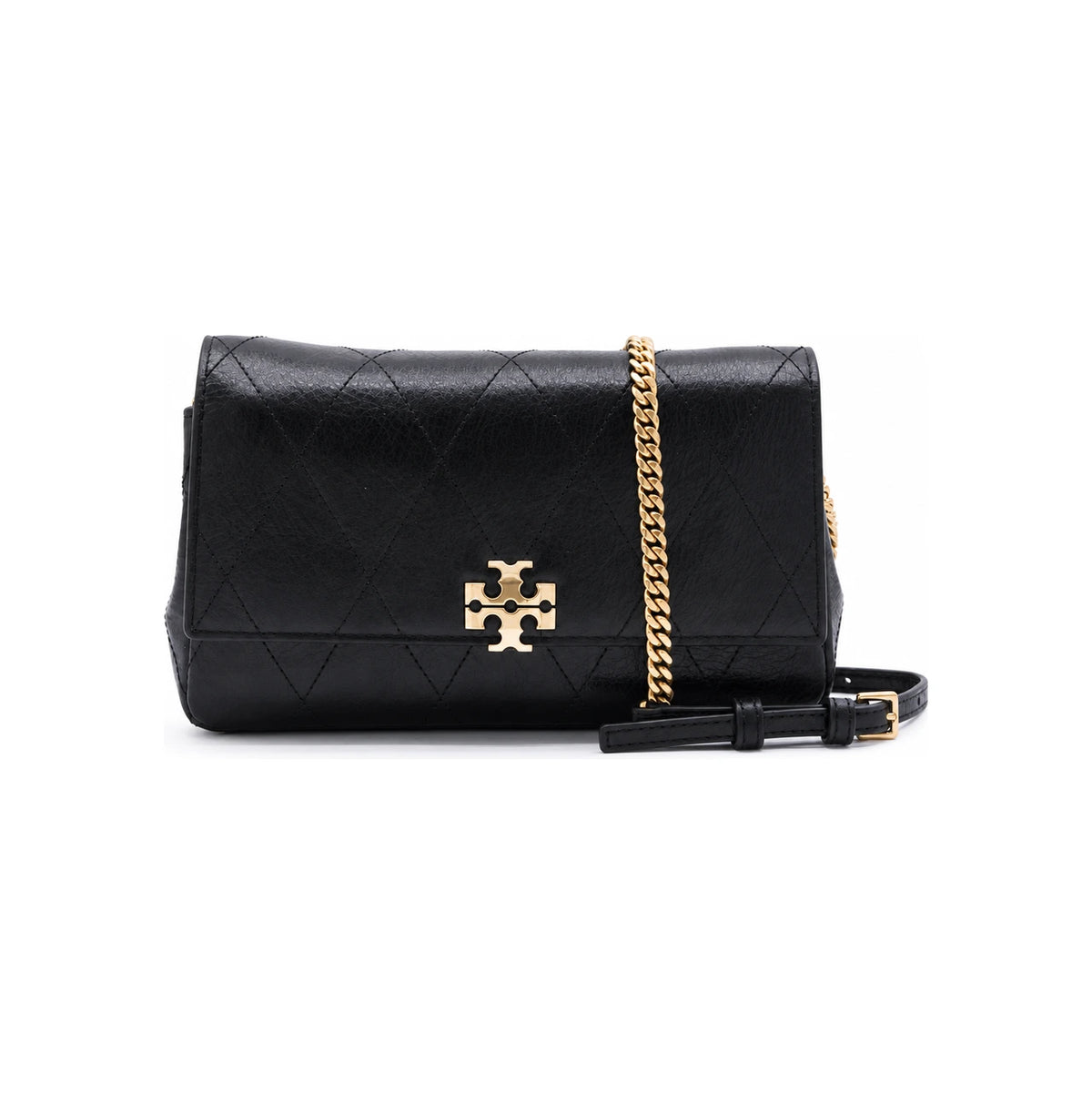 Tory Burch Charlie Chain Wallet Crossbody Bag Black Leather