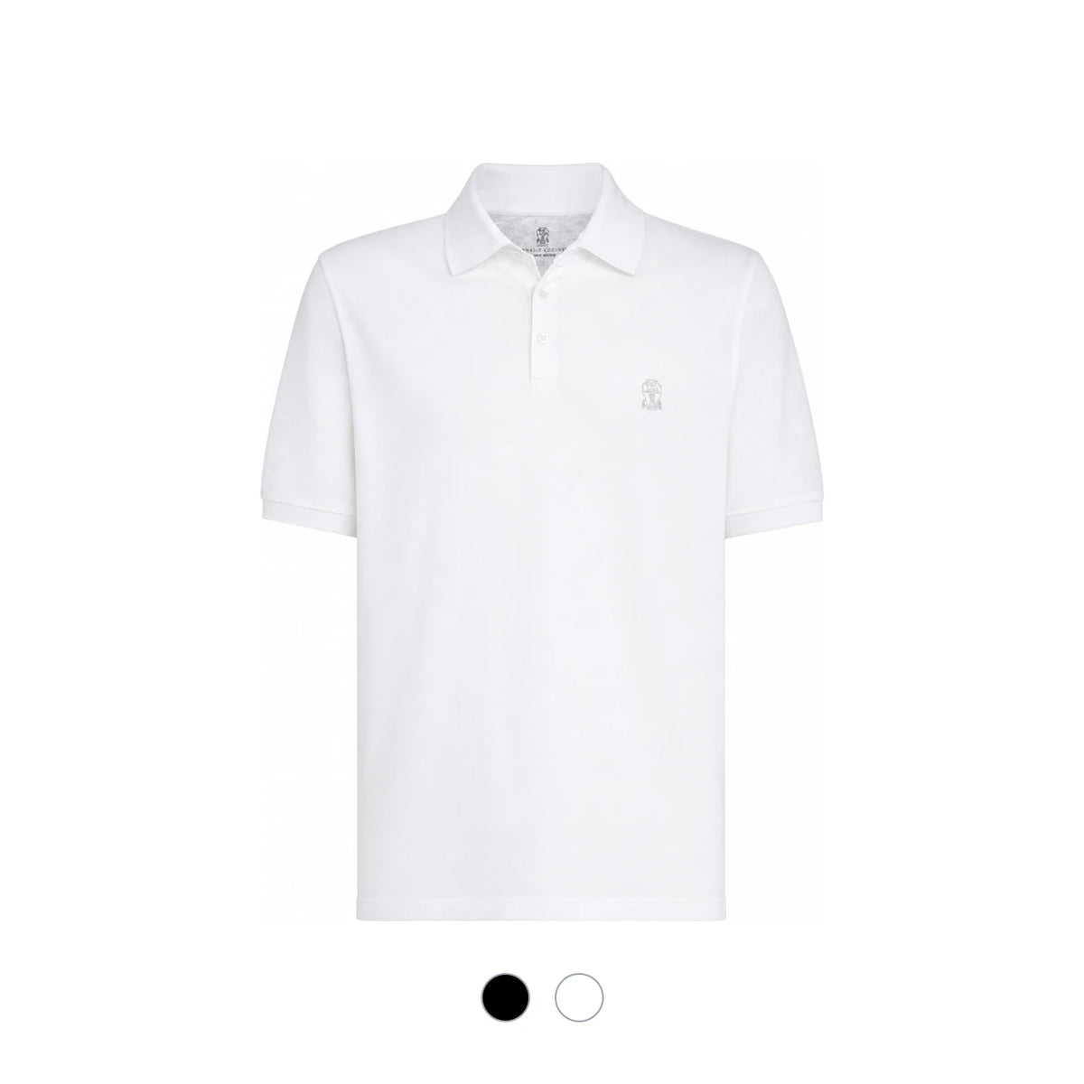 Brunello Cucinelli Embroidered Logo Contrast Collar Polo Shirt Light White